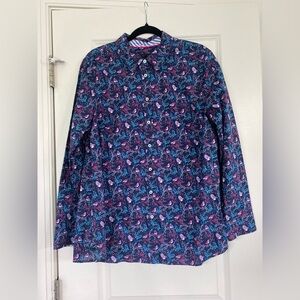 Talbots Woman’s Cotton Button Down Multi Print Blouse NWT